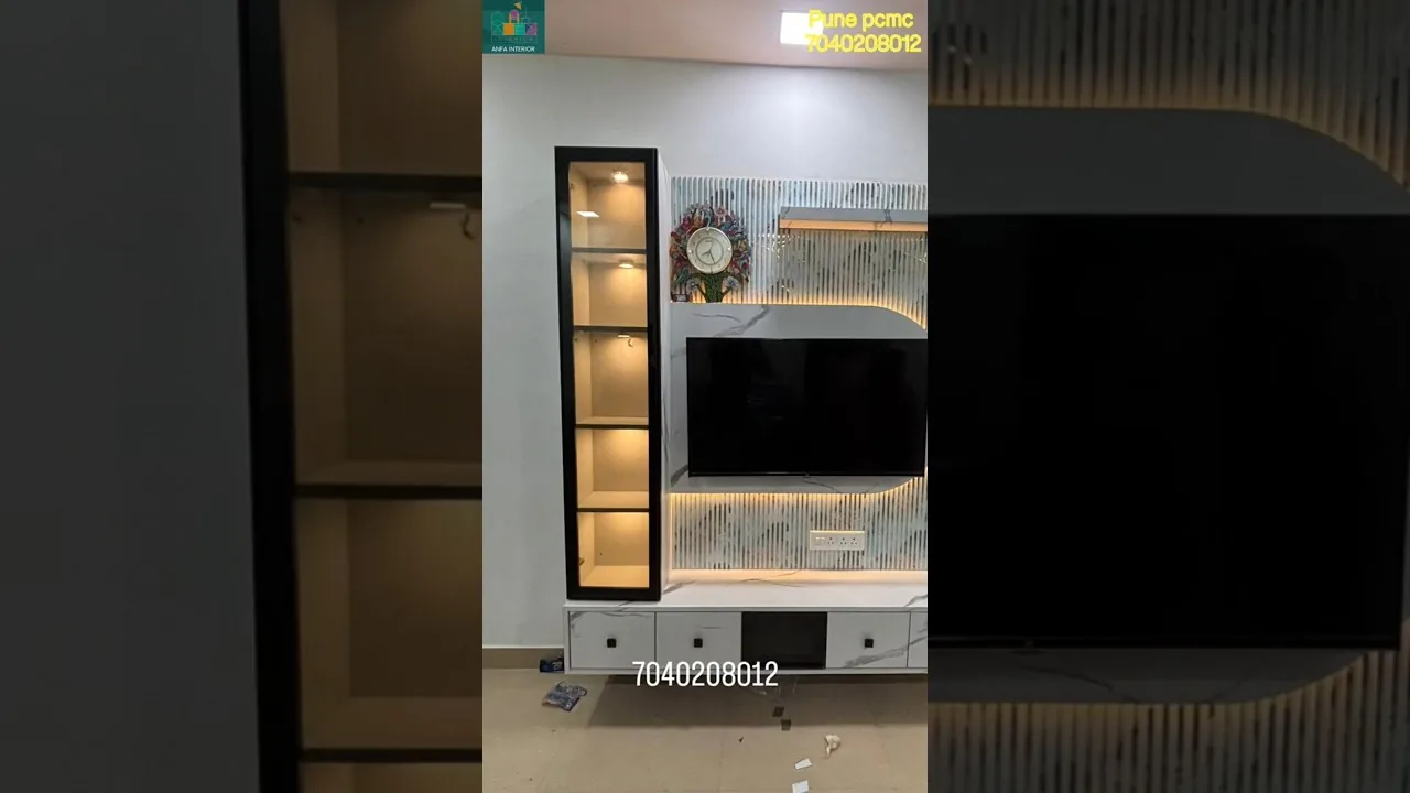 Modern TV Unit with Flute Louvers